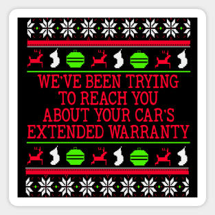 Ugly Christmas Sweater Cars Extended Warranty Meme Magnet